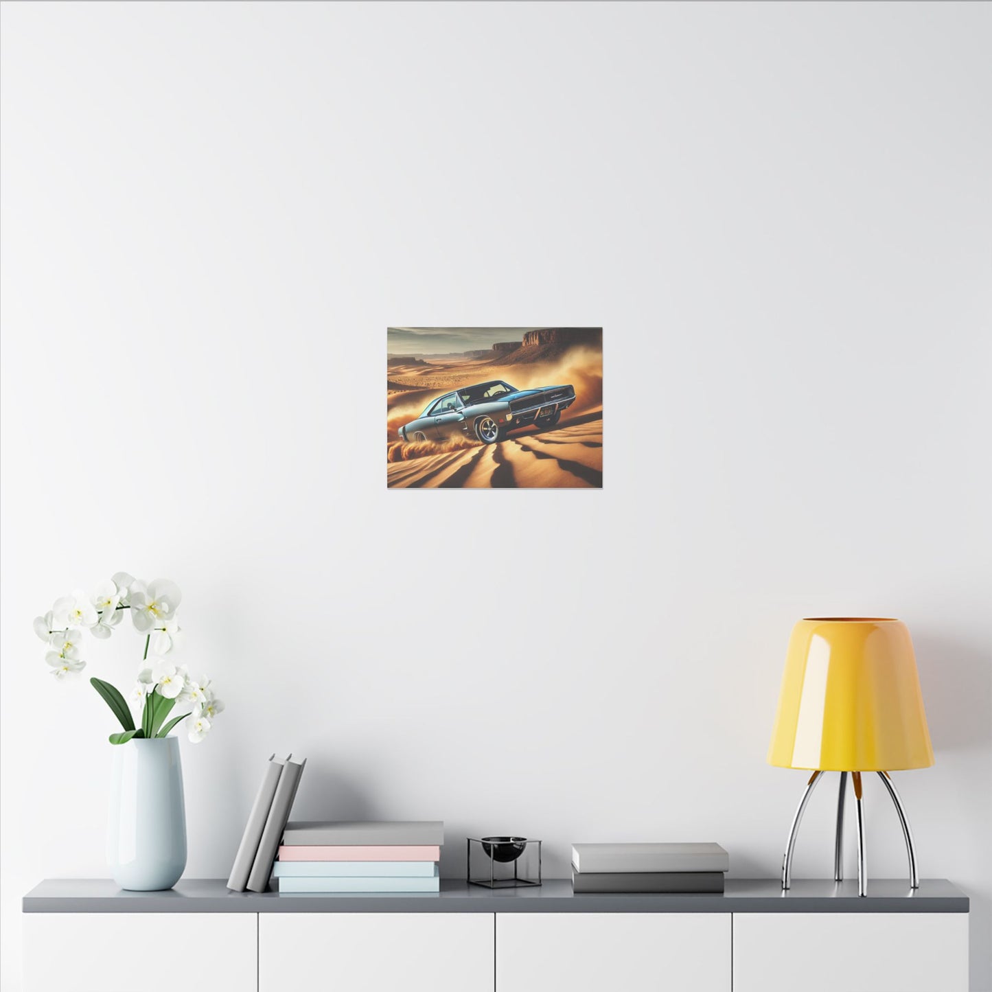 Canvas Wall Art - American Muscle Car Drifting in the Desert