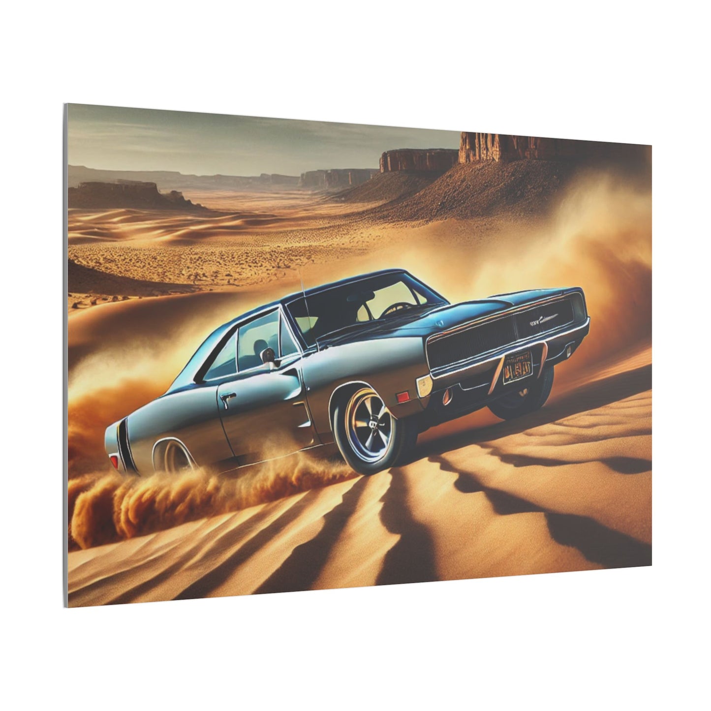 Canvas Wall Art - American Muscle Car Drifting in the Desert