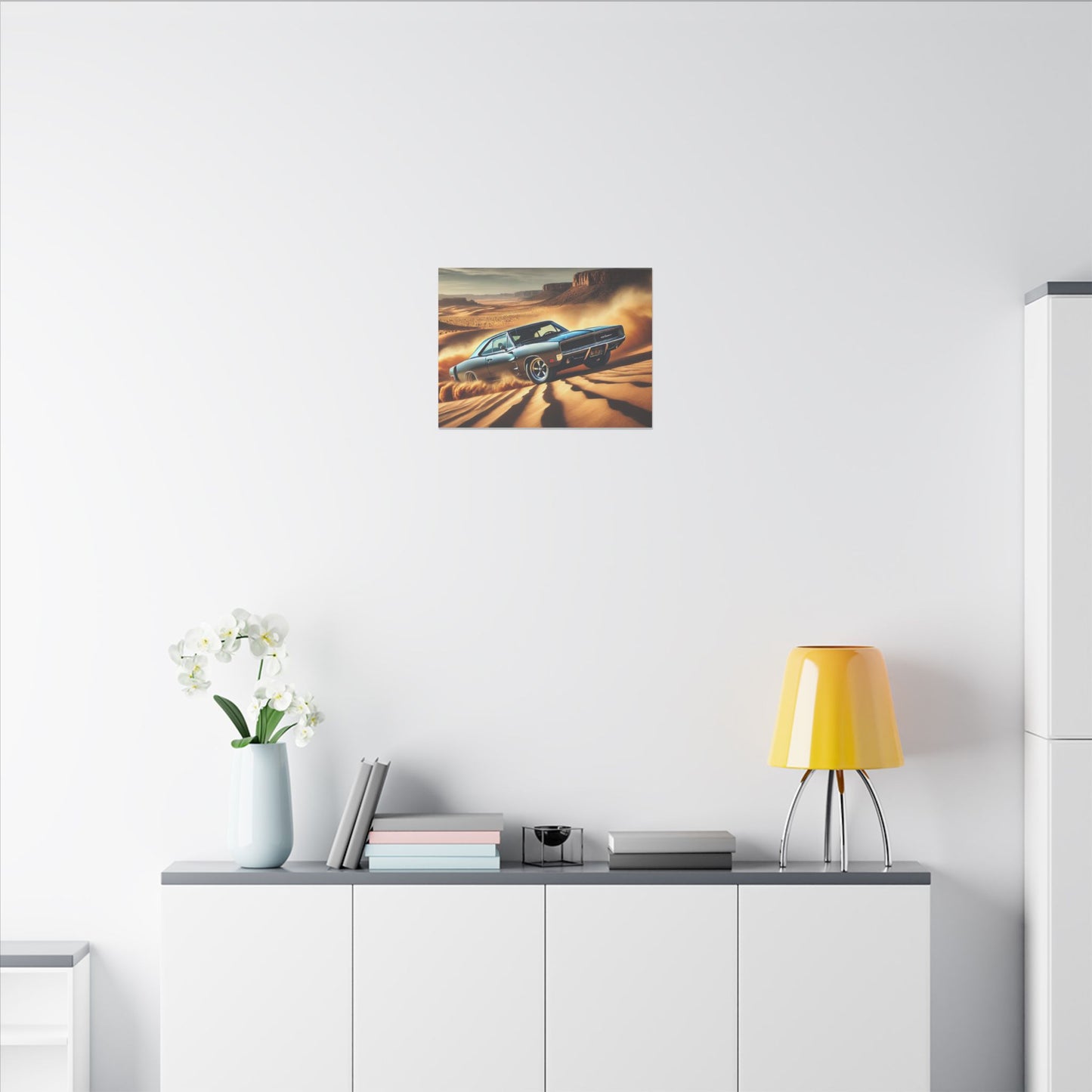 Canvas Wall Art - American Muscle Car Drifting in the Desert