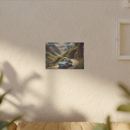 Canvas Art Print - Classic Car in the Mountains Roads