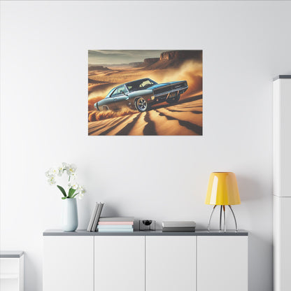 Canvas Wall Art - American Muscle Car Drifting in the Desert