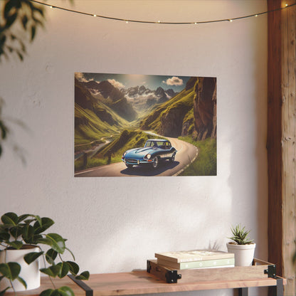 Canvas Art Print - Classic Car in the Mountains Roads