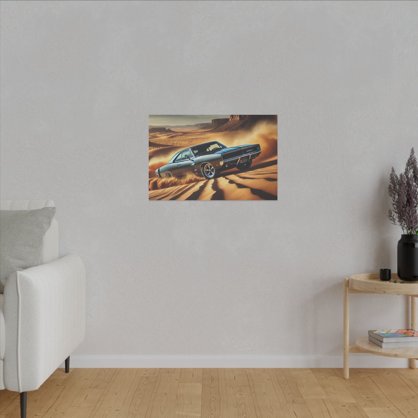 Canvas Wall Art - American Muscle Car Drifting in the Desert