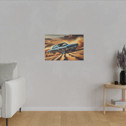 Canvas Wall Art - American Muscle Car Drifting in the Desert
