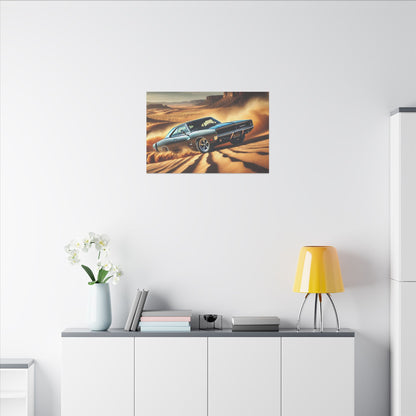 Canvas Wall Art - American Muscle Car Drifting in the Desert