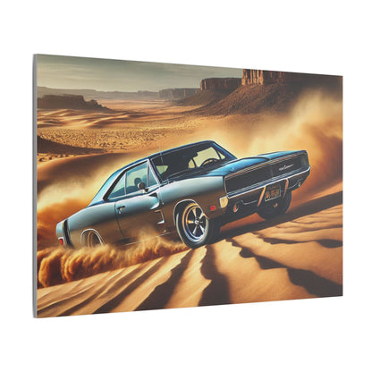 Canvas Wall Art - American Muscle Car Drifting in the Desert
