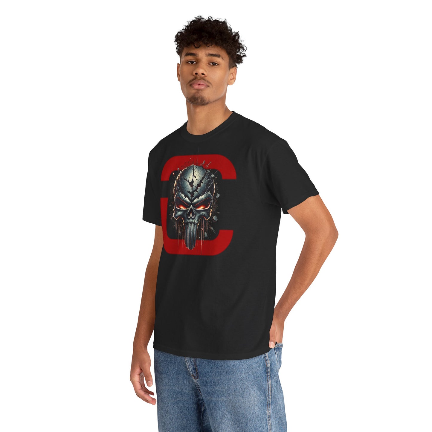 Unisex Heavy Cotton Tee with Graphic Skull Design - Perfect for Casual Wear and Events