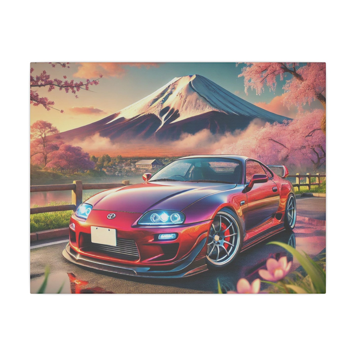 Canvas Print - Japanese Car with Mount Fuji Design