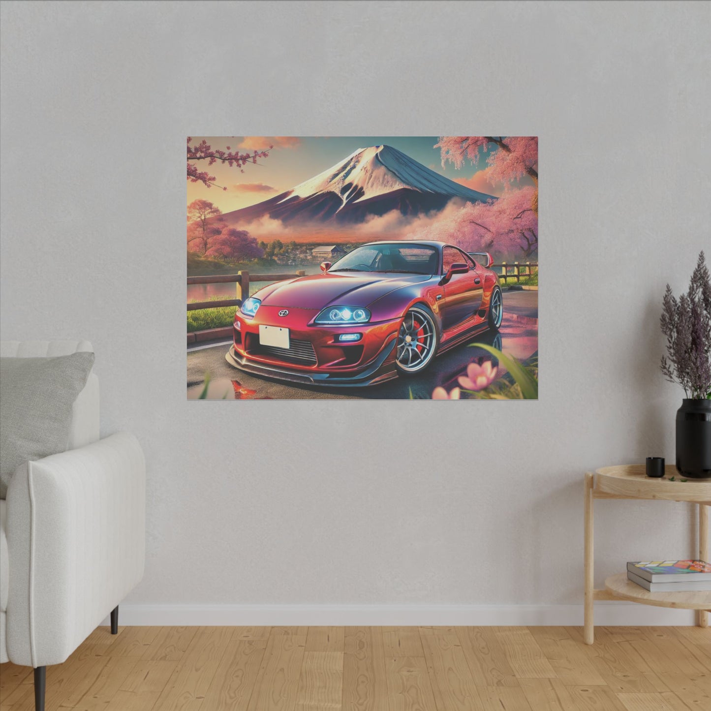 Canvas Print - Japanese Car with Mount Fuji Design