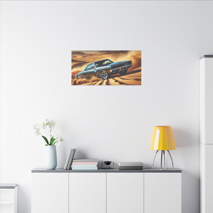 Canvas Wall Art - American Muscle Car Drifting in the Desert