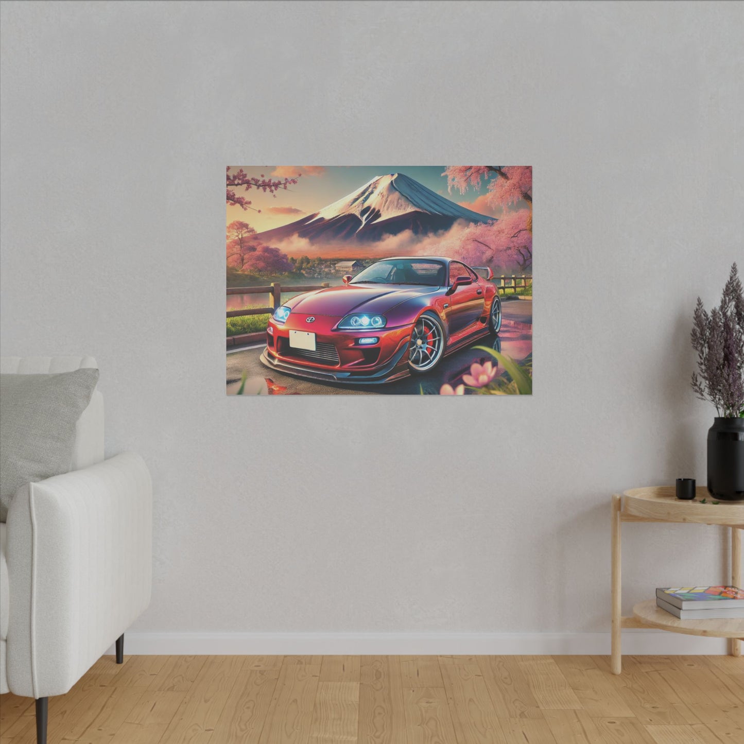 Canvas Print - Japanese Car with Mount Fuji Design