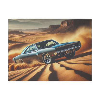 Canvas Wall Art - American Muscle Car Drifting in the Desert