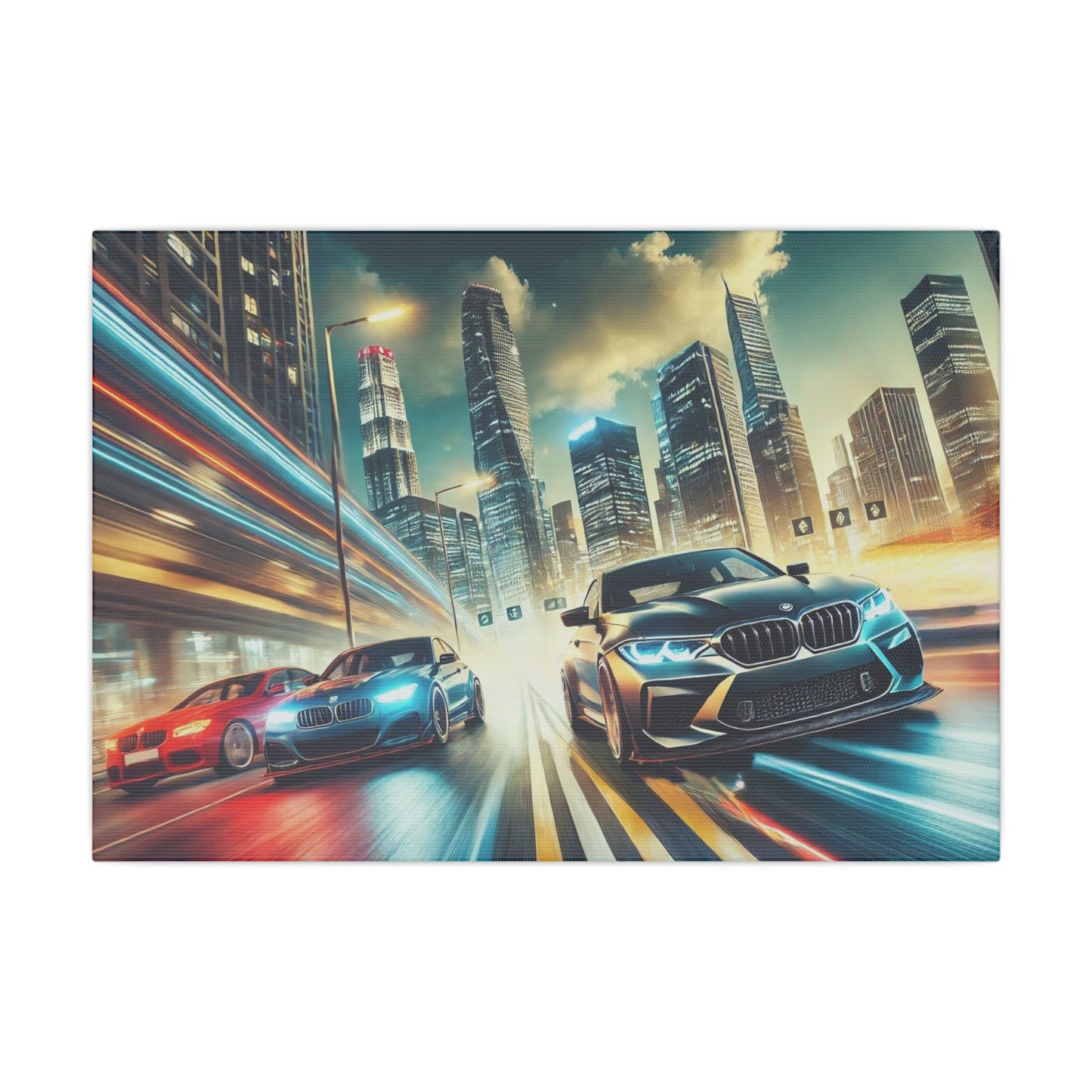 Canvas Print German Cars Racing on Streets Wall Art Decor