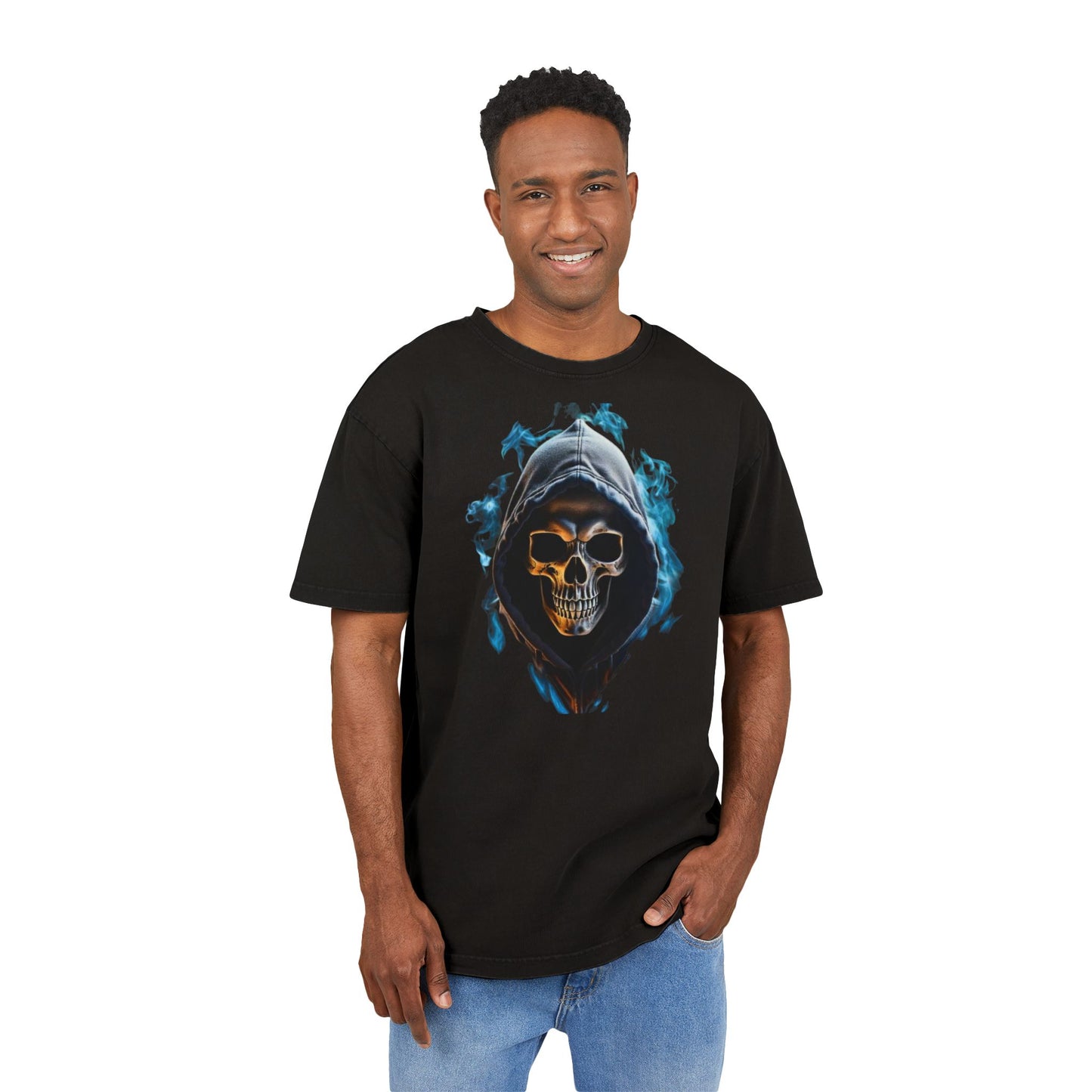 Oversize Tee with Skull Hoodie Design