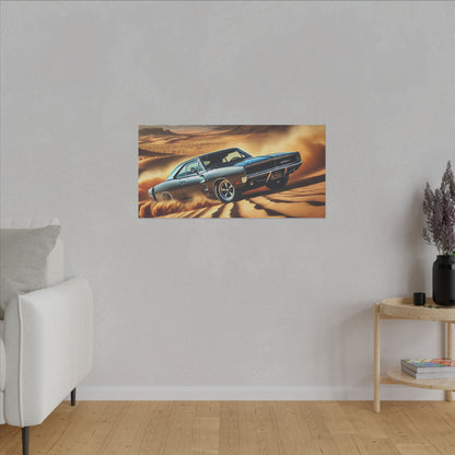 Canvas Wall Art - American Muscle Car Drifting in the Desert