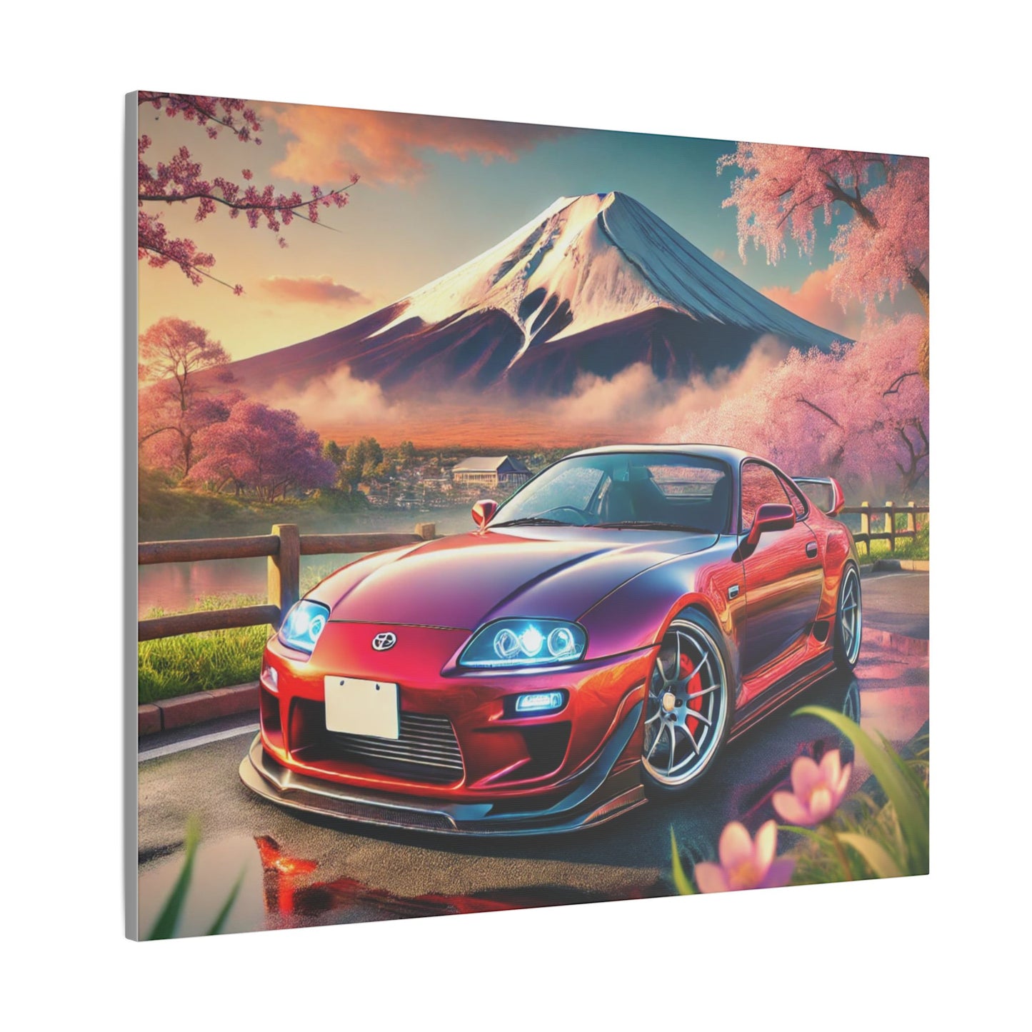 Canvas Print - Japanese Car with Mount Fuji Design