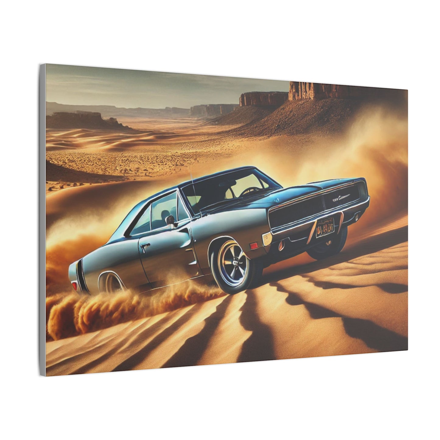 Canvas Wall Art - American Muscle Car Drifting in the Desert