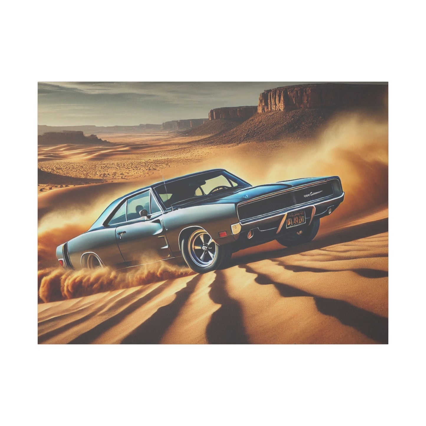 Canvas Wall Art - American Muscle Car Drifting in the Desert
