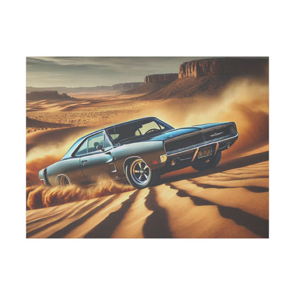 Canvas Wall Art - American Muscle Car Drifting in the Desert