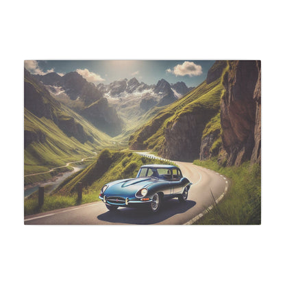 Canvas Art Print - Classic Car in the Mountains Roads
