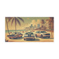 Canvas Print American Car Family on the Beach