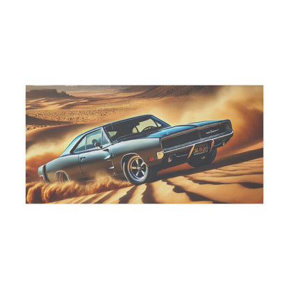 Canvas Wall Art - American Muscle Car Drifting in the Desert