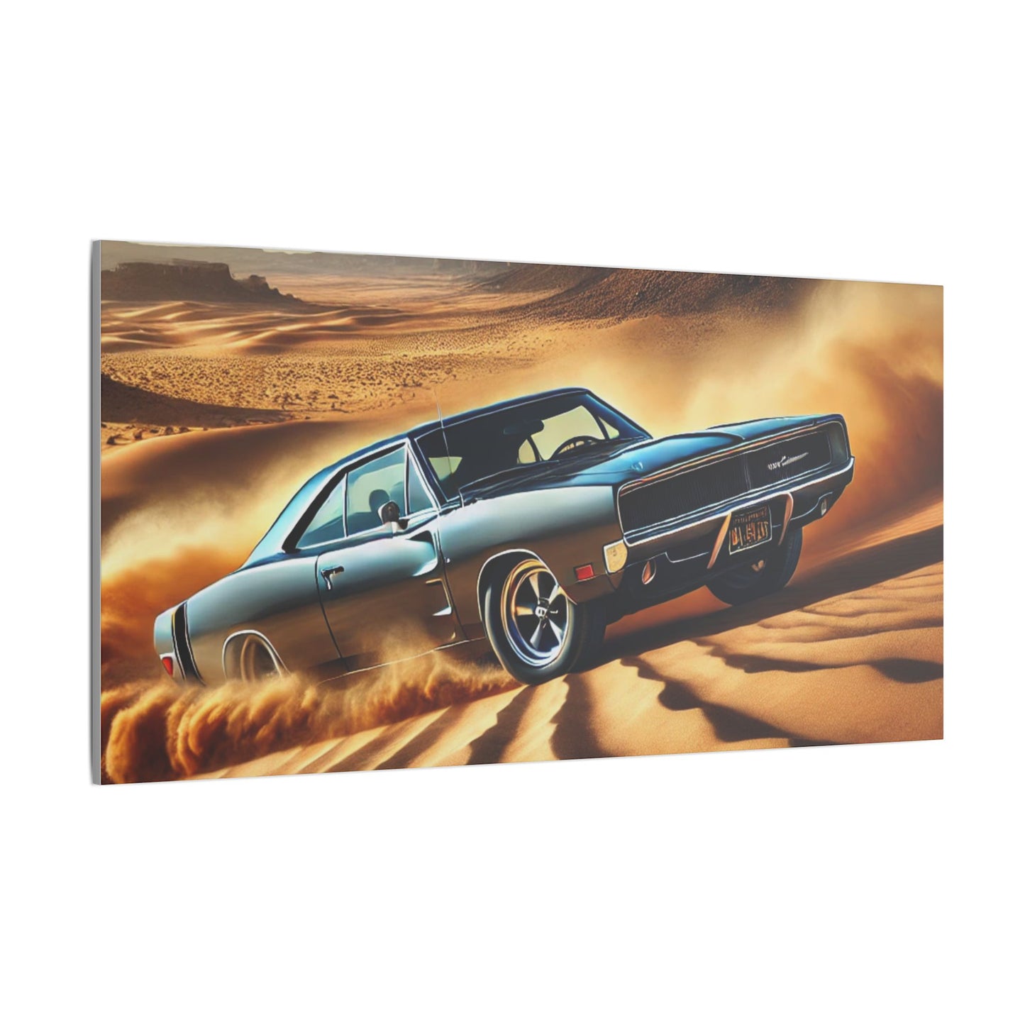 Canvas Wall Art - American Muscle Car Drifting in the Desert