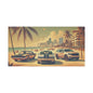 Canvas Print American Car Family on the Beach