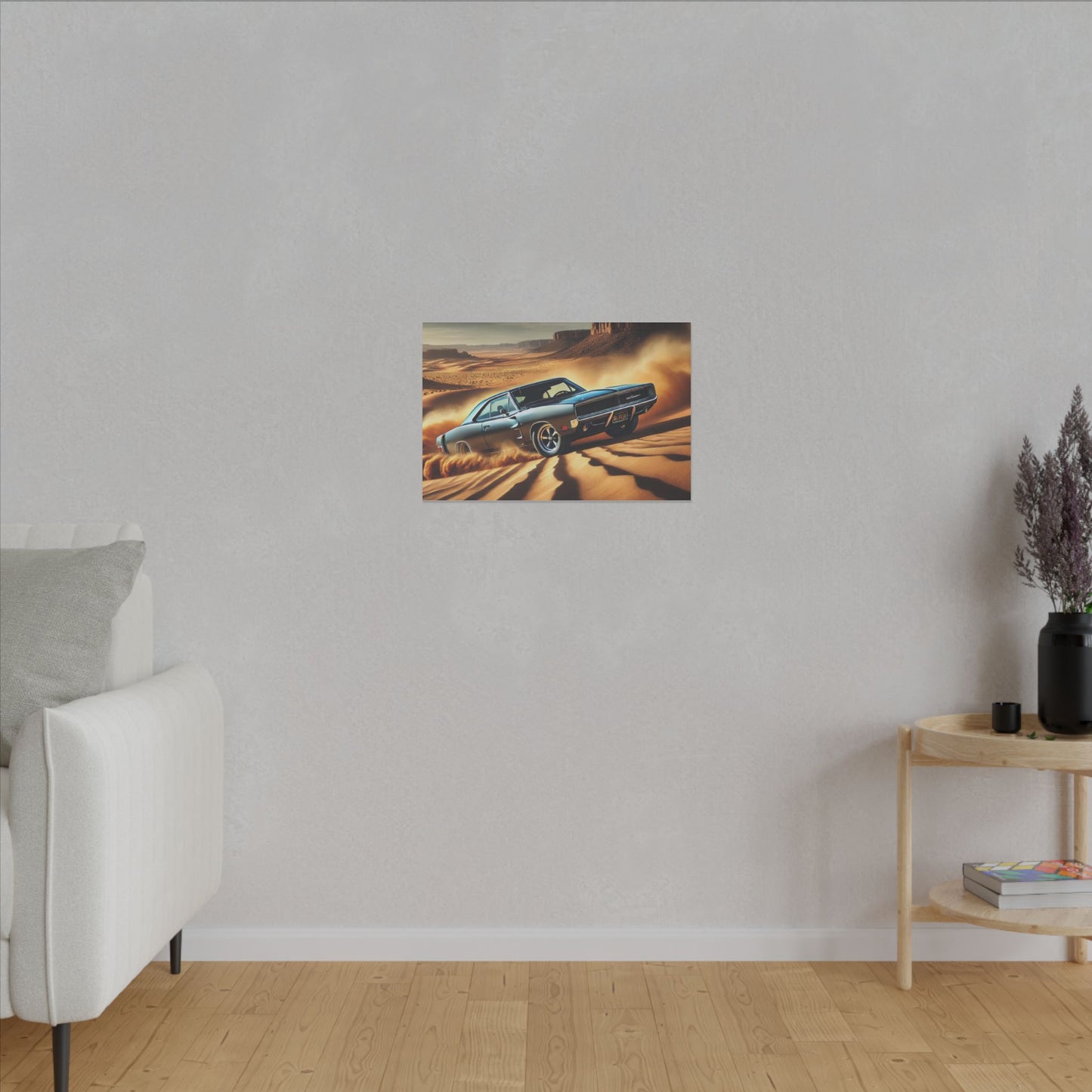 Canvas Wall Art - American Muscle Car Drifting in the Desert