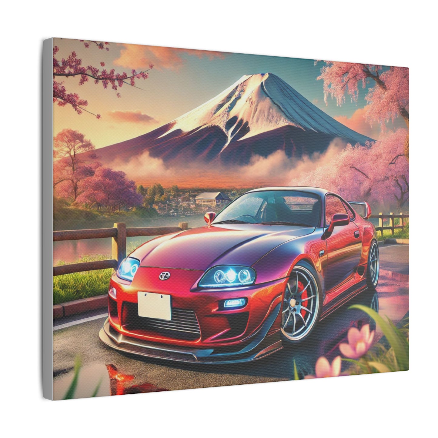 Canvas Print - Japanese Car with Mount Fuji Design
