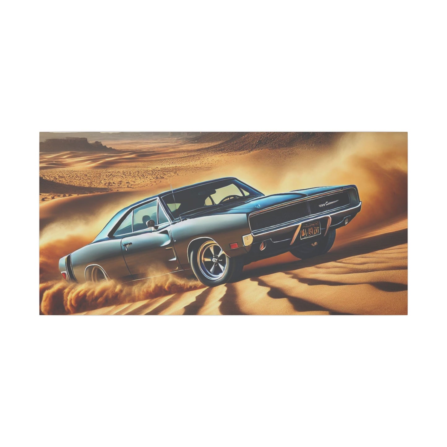 Canvas Wall Art - American Muscle Car Drifting in the Desert