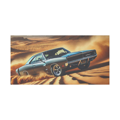 Canvas Wall Art - American Muscle Car Drifting in the Desert