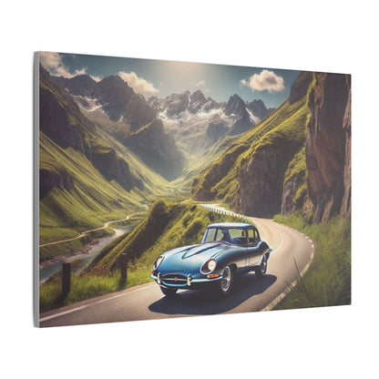 Canvas Art Print - Classic Car in the Mountains Roads