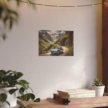 Canvas Art Print - Classic Car in the Mountains Roads