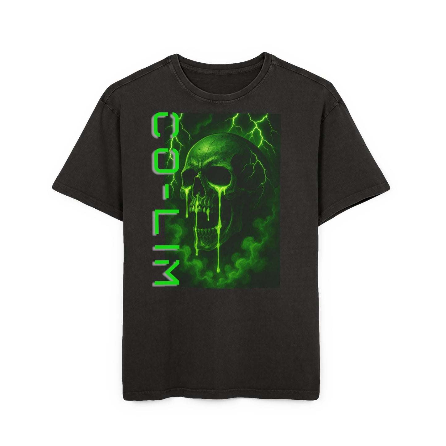 Men's Oversize Tee - Skull Motivational Quote - Acid Washed Heavy Tee