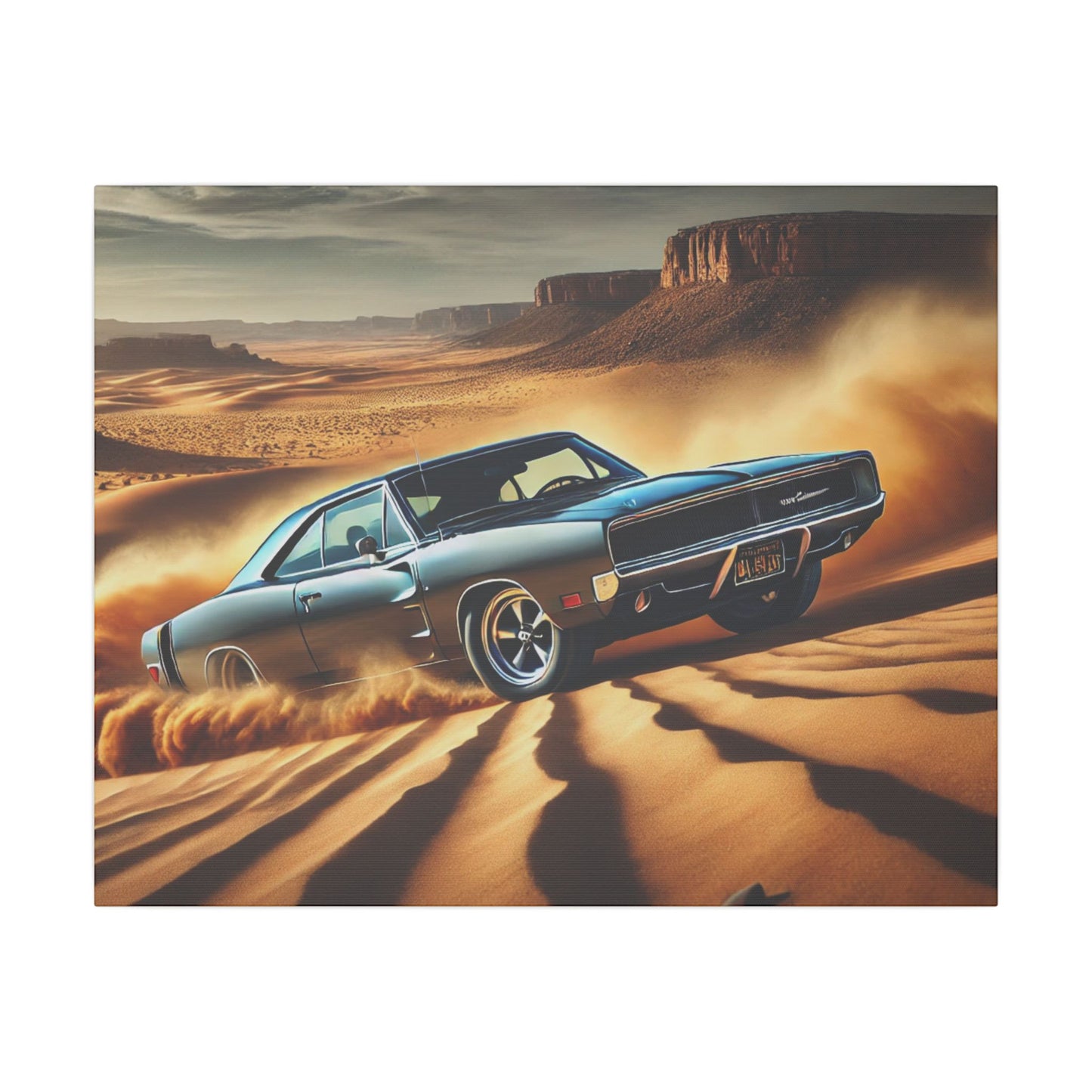 Canvas Wall Art - American Muscle Car Drifting in the Desert