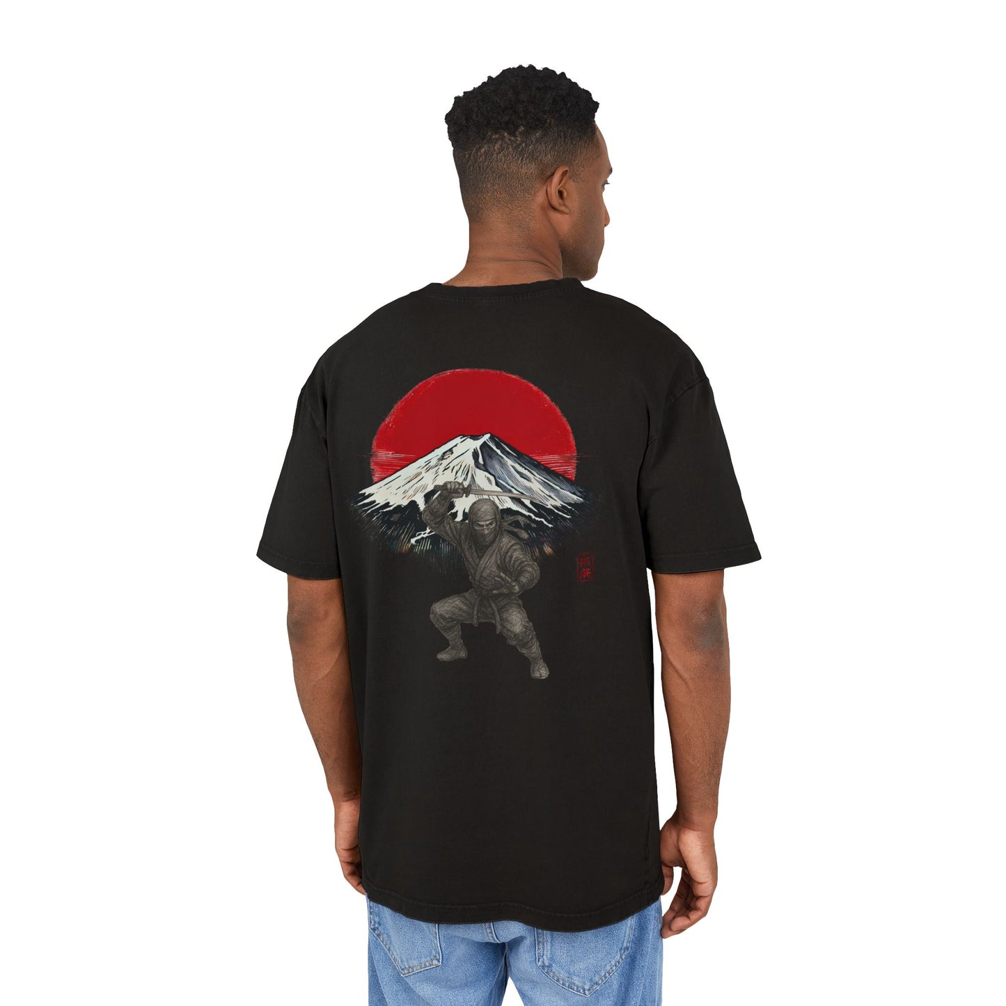 Men's Acid Washed Ninja Tee - Oversized Streetwear for Bold Style
