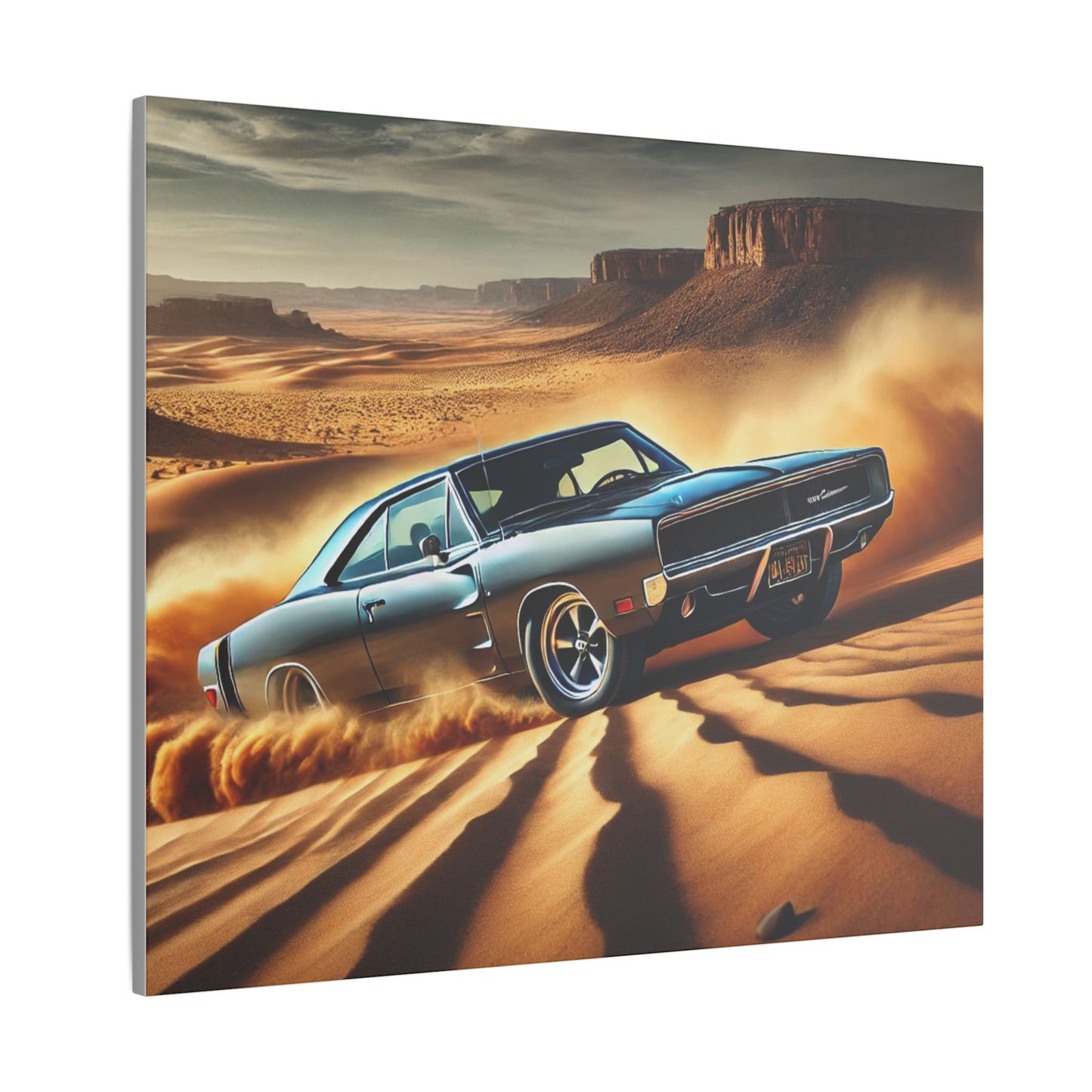 Canvas Wall Art - American Muscle Car Drifting in the Desert