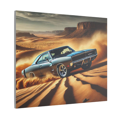 Canvas Wall Art - American Muscle Car Drifting in the Desert