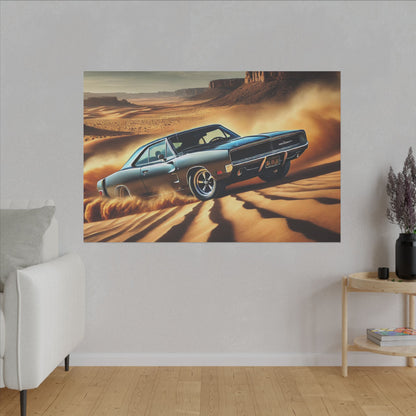Canvas Wall Art - American Muscle Car Drifting in the Desert