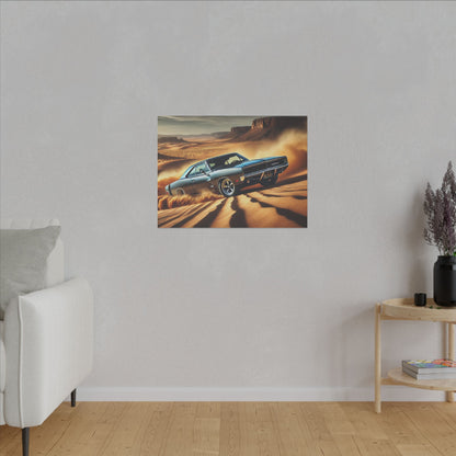 Canvas Wall Art - American Muscle Car Drifting in the Desert