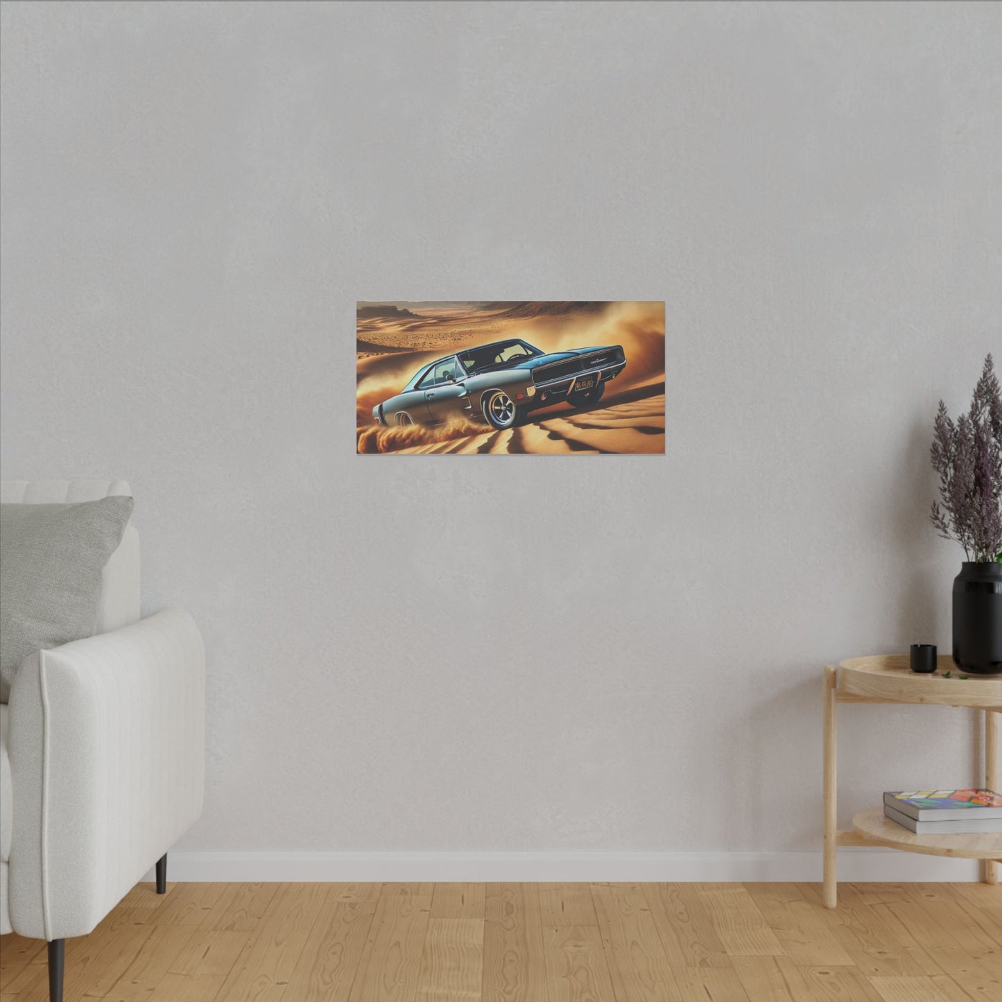 Canvas Wall Art - American Muscle Car Drifting in the Desert