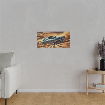 Canvas Wall Art - American Muscle Car Drifting in the Desert