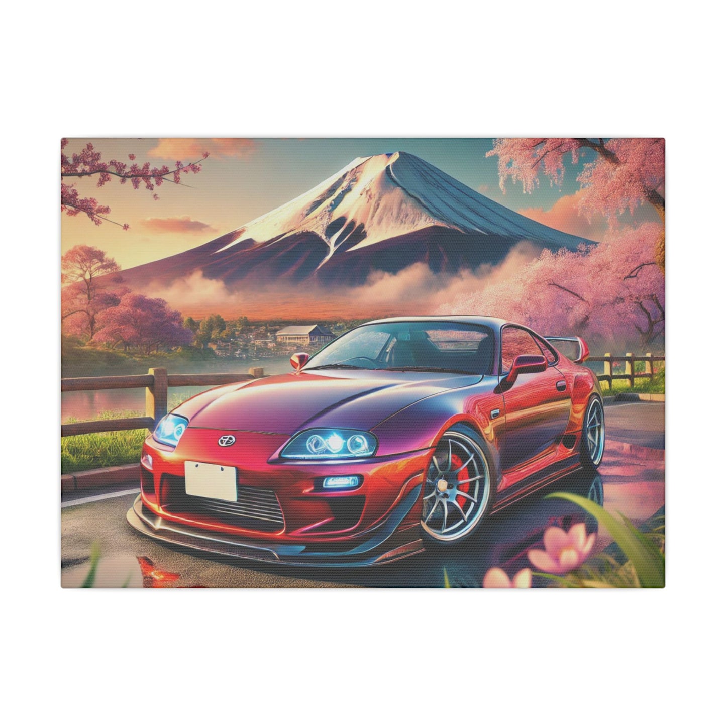 Canvas Print - Japanese Car with Mount Fuji Design