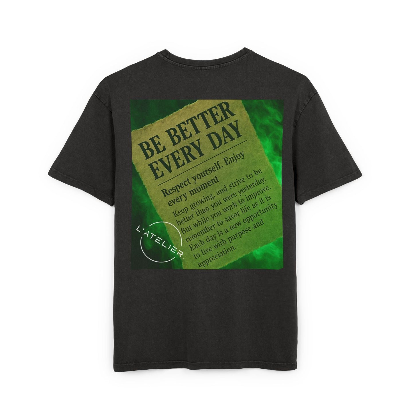 Men's Oversize Tee - Skull Motivational Quote - Acid Washed Heavy Tee