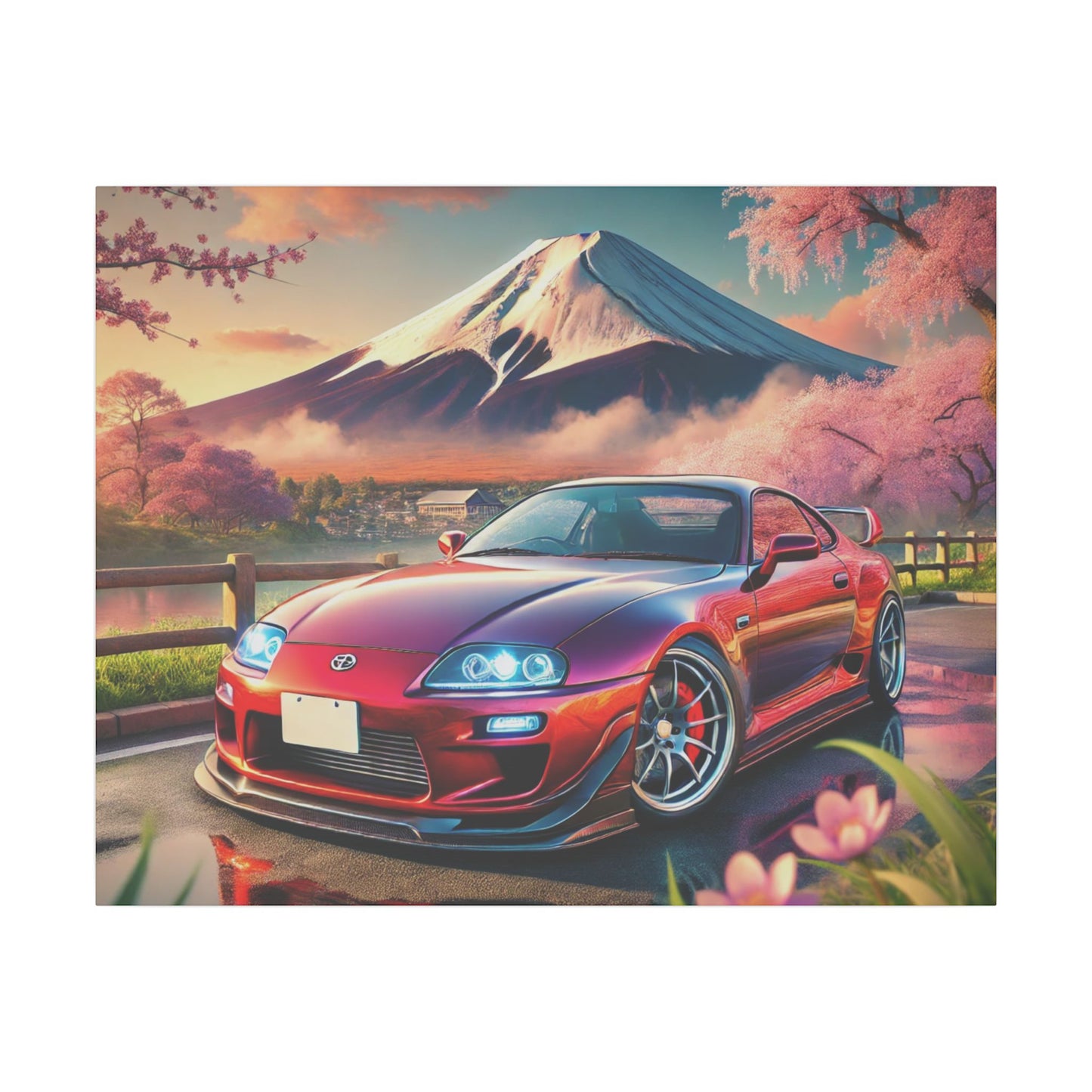 Canvas Print - Japanese Car with Mount Fuji Design