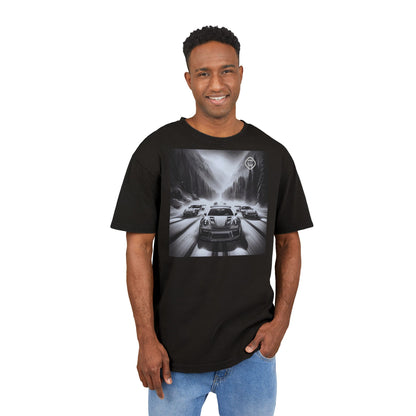 Tee - Racing Cars on Snow - Men's Acid Washed Heavy Oversize