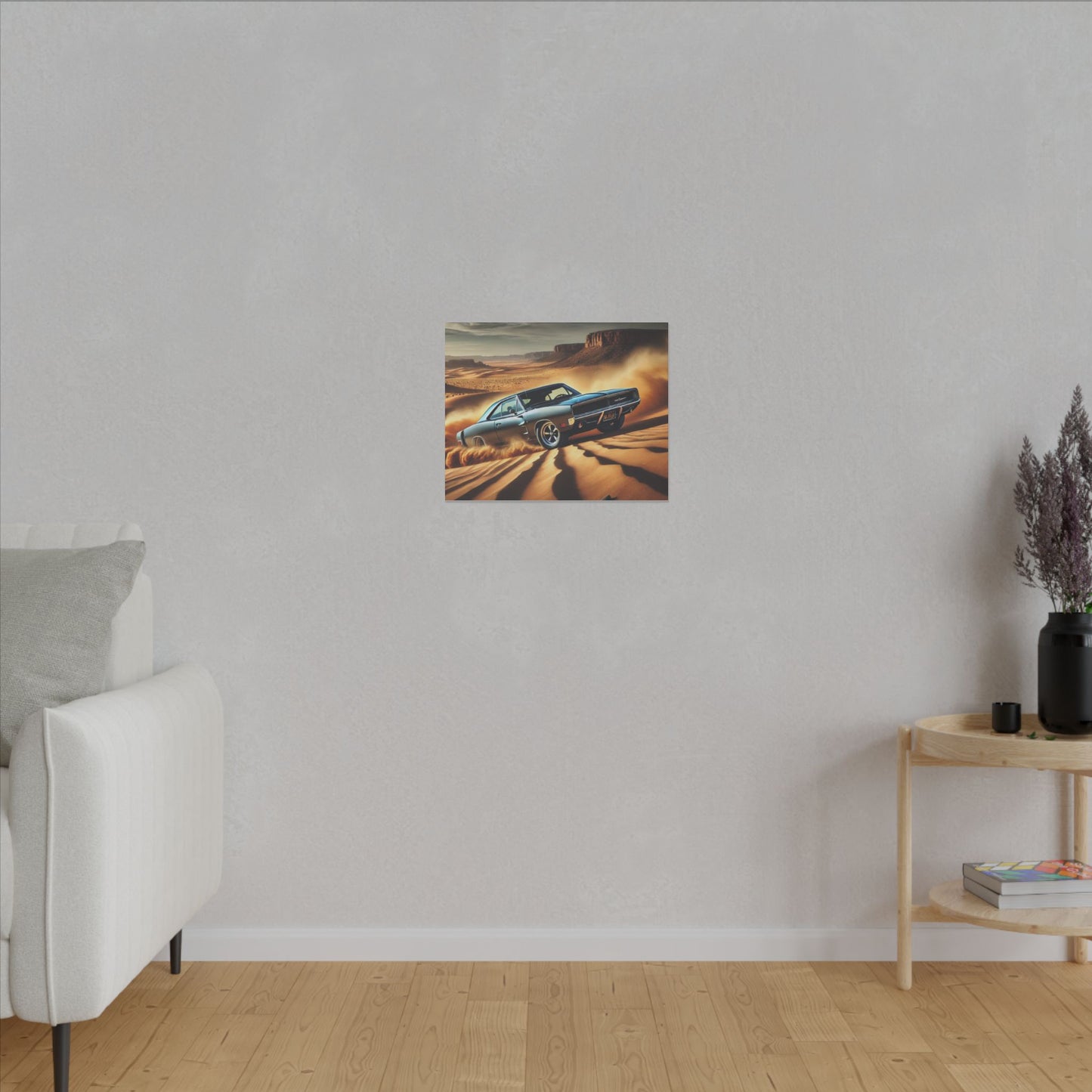 Canvas Wall Art - American Muscle Car Drifting in the Desert