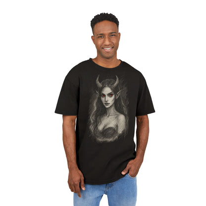 Men's Acid Washed Oversize Devil Graphic Tee - Streetwear Style, Unique Design
