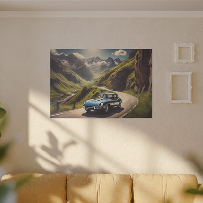 Canvas Art Print - Classic Car in the Mountains Roads